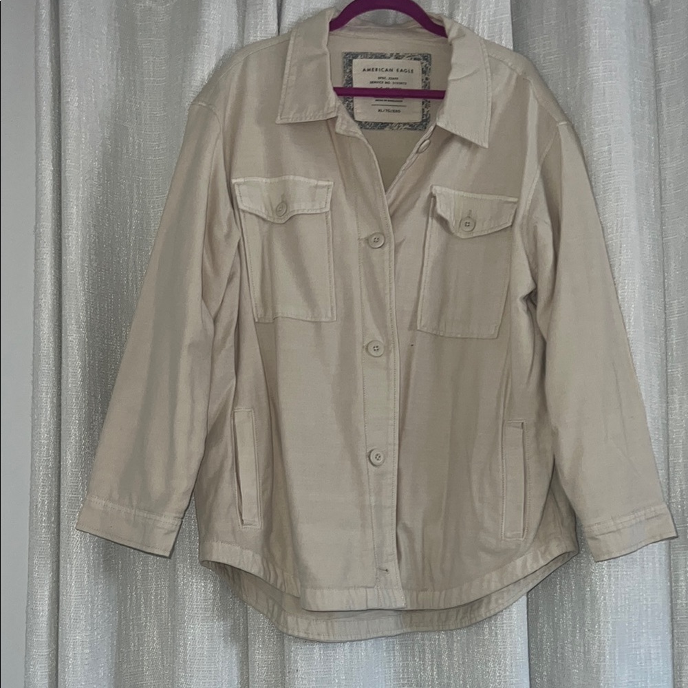 American Eagle Outfitters Cream Utility Jacket Relaxed Fit